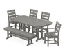 POLYWOOD® Lakeside 6-Piece Dining Set with Bench in Teak