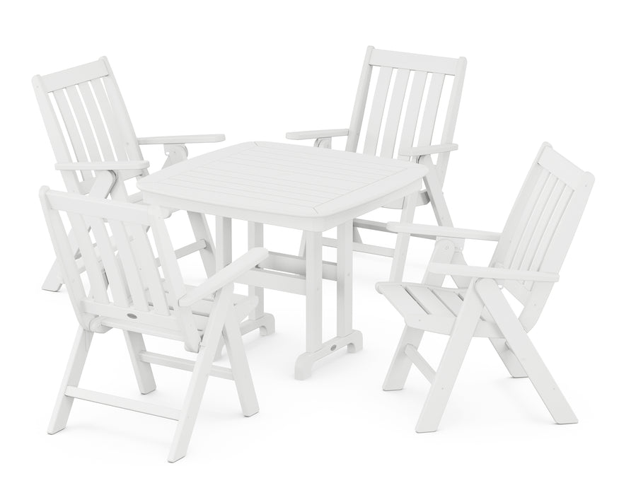 POLYWOOD Vineyard Folding 5-Piece Dining Set in White