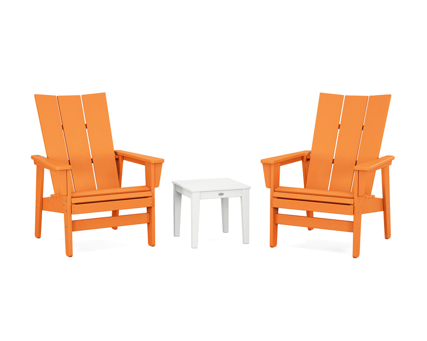 POLYWOOD® 3-Piece Modern Grand Upright Adirondack Set in Tangerine / White