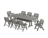 POLYWOOD Nautical Lowback 9-Piece Dining Set with Trestle Legs in Slate Grey