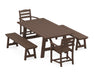POLYWOOD La Casa Cafe 5-Piece Rustic Farmhouse Dining Set With Benches in Mahogany
