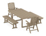 POLYWOOD Nautical Highback 5-Piece Dining Set with Trestle Legs in Vintage Sahara