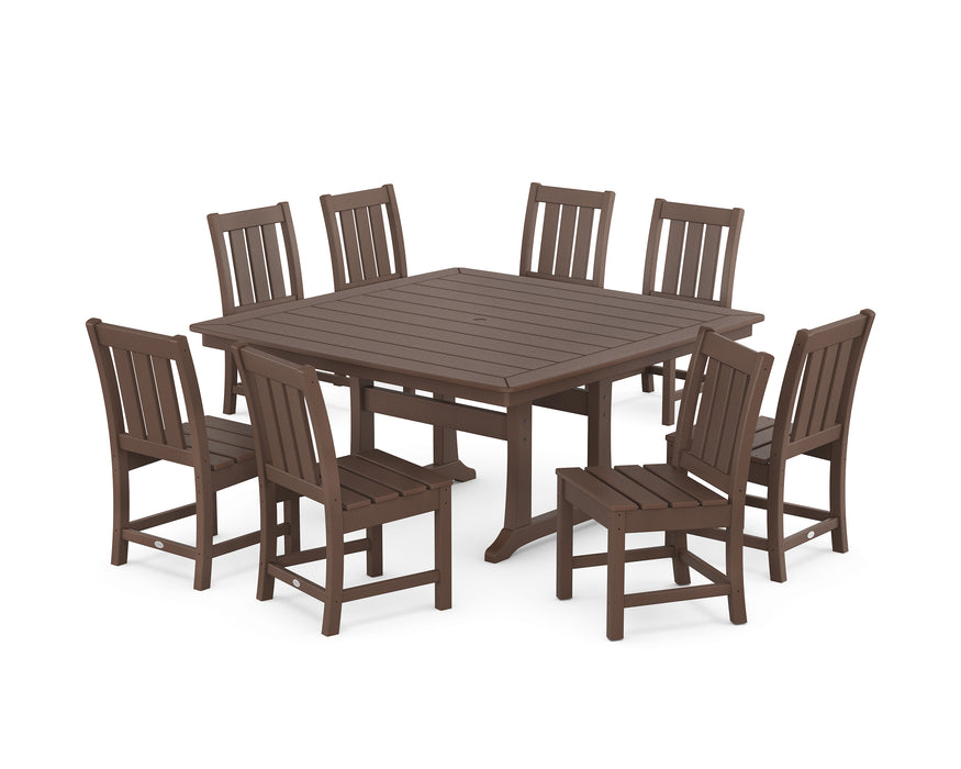 POLYWOOD® Oxford Side Chair 9-Piece Square Dining Set with Trestle Legs in Sand