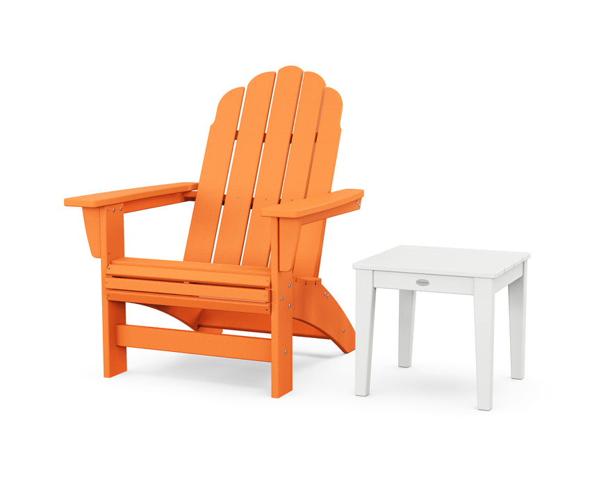 POLYWOOD® Vineyard Grand Adirondack Chair with Side Table in Tangerine / White