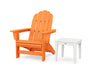 POLYWOOD® Vineyard Grand Adirondack Chair with Side Table in Tangerine / White
