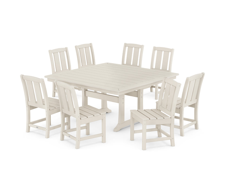 POLYWOOD® Mission Side Chair 9-Piece Square Dining Set with Trestle Legs in Sand