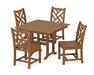 POLYWOOD Chippendale Side Chair 5-Piece Farmhouse Dining Set in Teak