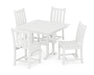 POLYWOOD Traditional Garden Side Chair 5-Piece Farmhouse Dining Set in White