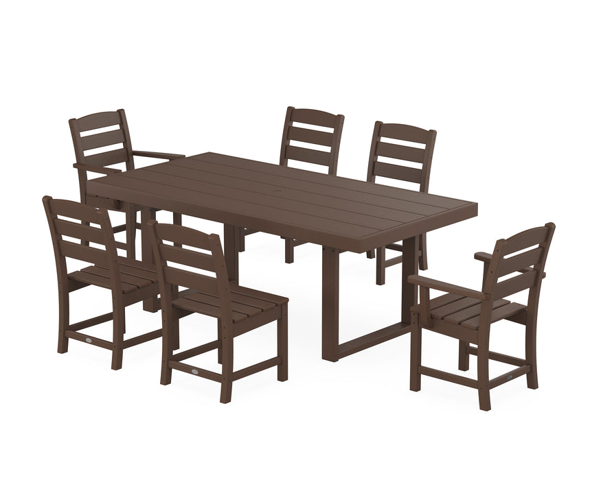 POLYWOOD Lakeside 7-Piece Dining Set with Trestle Legs in Mahogany