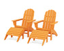 POLYWOOD Vineyard Curveback Adirondack Chair 4-Piece Set with Ottomans in Tangerine