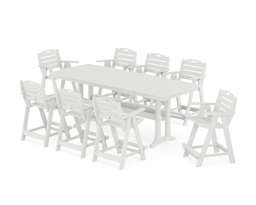 POLYWOOD® Nautical 9-Piece Counter Set with Trestle Legs in Vintage White