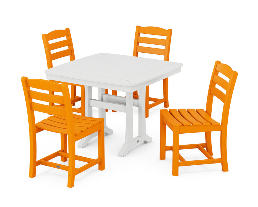 POLYWOOD La Casa Café Side Chair 5-Piece Dining Set with Trestle Legs in Tangerine
