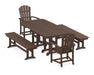 POLYWOOD Palm Coast 5-Piece Dining Set with Benches in Mahogany