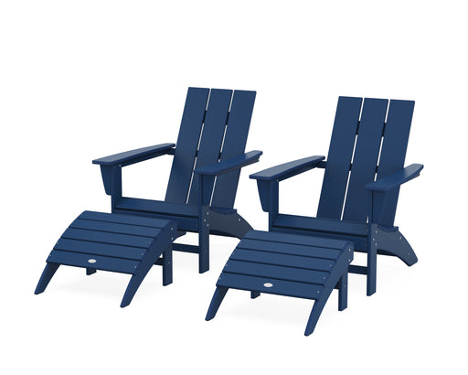 POLYWOOD Modern Adirondack Chair 4-Piece Set with Ottomans in