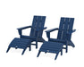 POLYWOOD Modern Adirondack Chair 4-Piece Set with Ottomans in