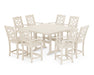 Martha Stewart by POLYWOOD Chinoiserie 9-Piece Square Counter Set with Trestle Legs in Sand