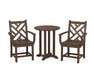POLYWOOD Chippendale 3-Piece Round Dining Set in Mahogany