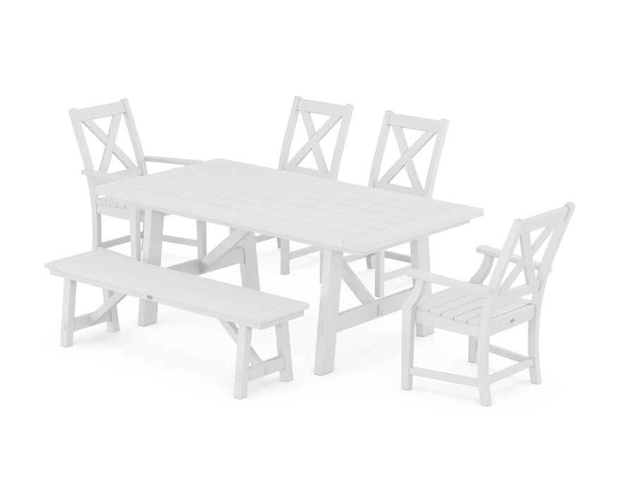 POLYWOOD® Braxton 6-Piece Rustic Farmhouse Dining Set With Trestle Legs in White