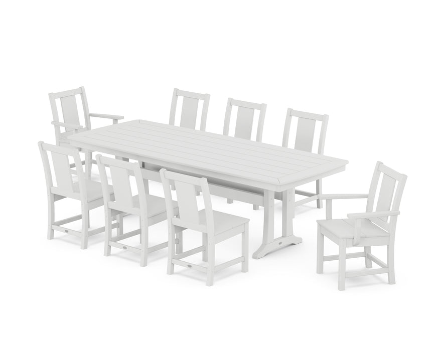 POLYWOOD® Prairie 9-Piece Dining Set with Trestle Legs in White