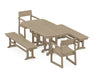 POLYWOOD EDGE 5-Piece Dining Set with Benches in Vintage Sahara