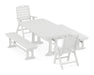 POLYWOOD Nautical Highback 5-Piece Dining Set with Trestle Legs in White