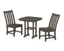 POLYWOOD Vineyard Side Chair 3-Piece Dining Set in Vintage Coffee