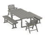 POLYWOOD® Nautical Lowback 5-Piece Dining Set with Benches in Slate Grey