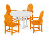 POLYWOOD Classic Adirondack 5-Piece Round Dining Set with Trestle Legs in Tangerine