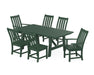 POLYWOOD Vineyard 7-Piece Rustic Farmhouse Dining Set With Trestle Legs in Green