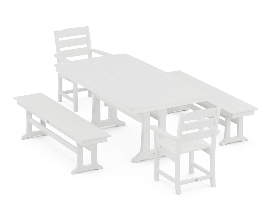 POLYWOOD Lakeside 5-Piece Dining Set with Trestle Legs in White