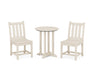 POLYWOOD Traditional Garden Side Chair 3-Piece Round Dining Set in Sand