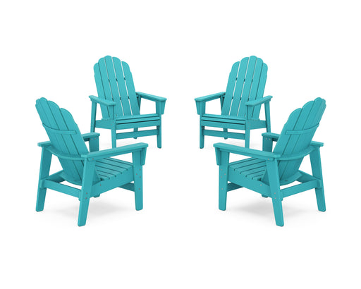 POLYWOOD® 4-Piece Vineyard Grand Upright Adirondack Chair Conversation Set in Black
