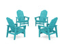 POLYWOOD® 4-Piece Vineyard Grand Upright Adirondack Chair Conversation Set in Black