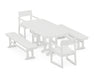POLYWOOD EDGE 5-Piece Dining Set with Benches in White