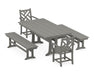 POLYWOOD Chippendale 5-Piece Farmhouse Dining Set With Trestle Legs in Slate Grey