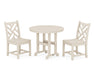 POLYWOOD Chippendale Side Chair 3-Piece Round Dining Set in Sand