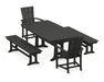 POLYWOOD Quattro 5-Piece Dining Set with Trestle Legs in Black