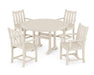 POLYWOOD Traditional Garden 5-Piece Round Dining Set with Trestle Legs in Sand