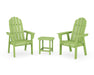 POLYWOOD® Vineyard 3-Piece Curveback Upright Adirondack Chair Set in Lime