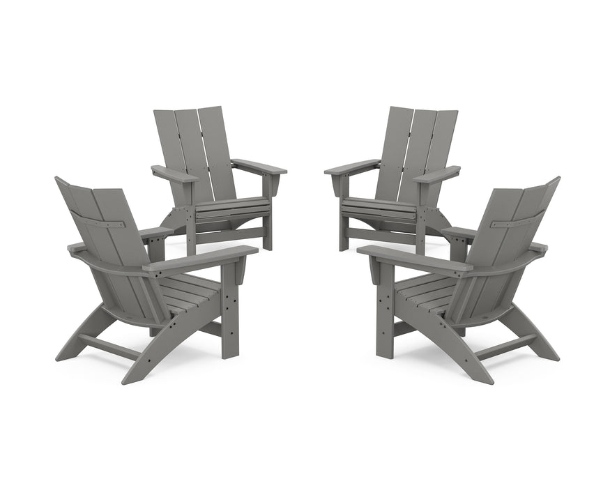 POLYWOOD® 4-Piece Modern Grand Adirondack Chair Conversation Set in Slate Grey