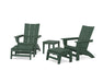 POLYWOOD® 5-Piece Modern Grand Adirondack Set with Ottomans and Side Table in Lemon / White