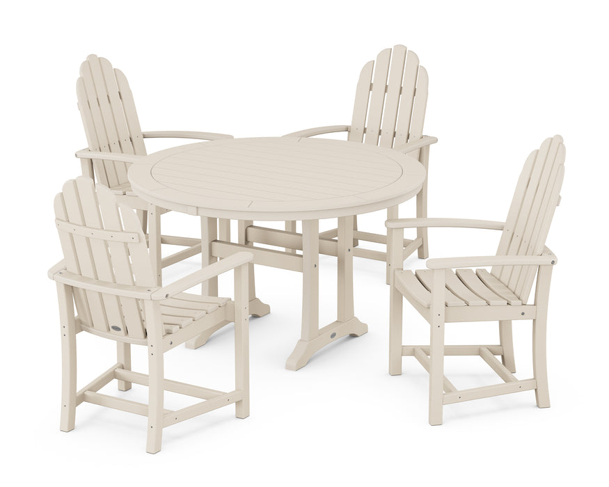 POLYWOOD Classic Adirondack 5-Piece Round Dining Set with Trestle Legs in Sand