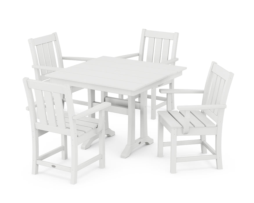 POLYWOOD® Oxford 5-Piece Farmhouse Dining Set with Trestle Legs in White