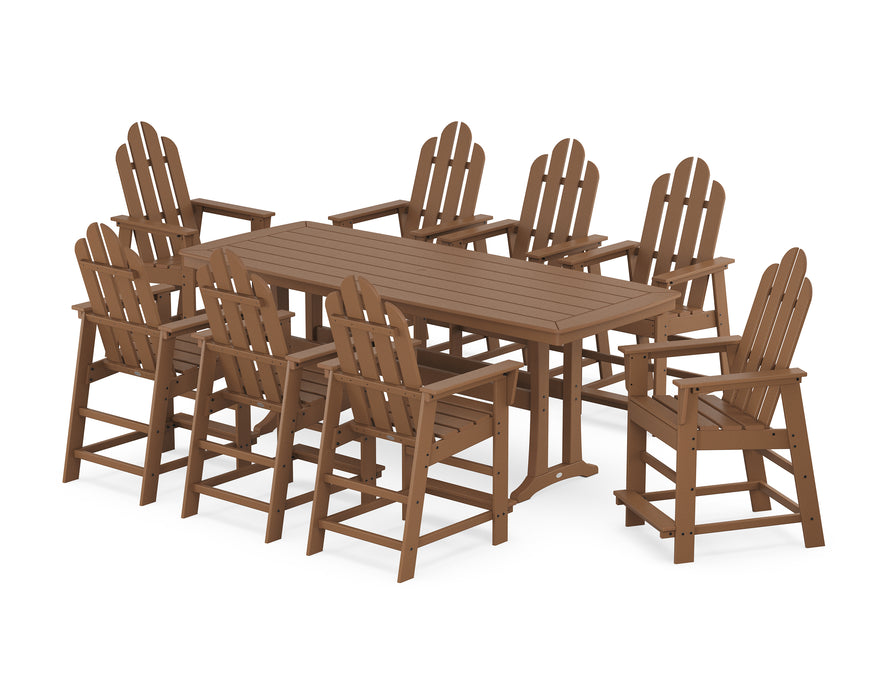 POLYWOOD® Long Island 9-Piece Counter Set with Trestle Legs in Teak
