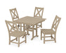 POLYWOOD Braxton Side Chair 5-Piece Farmhouse Dining Set in Vintage Sahara