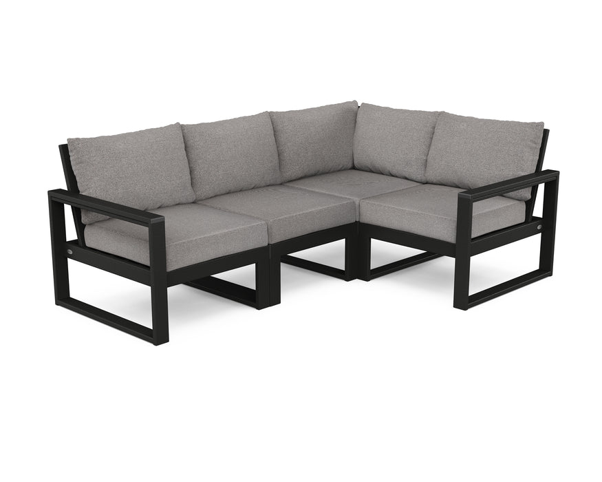 POLYWOOD EDGE 4-Piece Modular Deep Seating Set in Black with Grey Mist fabric
