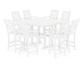Martha Stewart by POLYWOOD Chinoiserie 9-Piece Square Bar Set with Trestle Legs in White