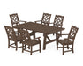 Martha Stewart by POLYWOOD Chinoiserie Arm Chair 7-Piece Rustic Farmhouse Dining Set in Mahogany