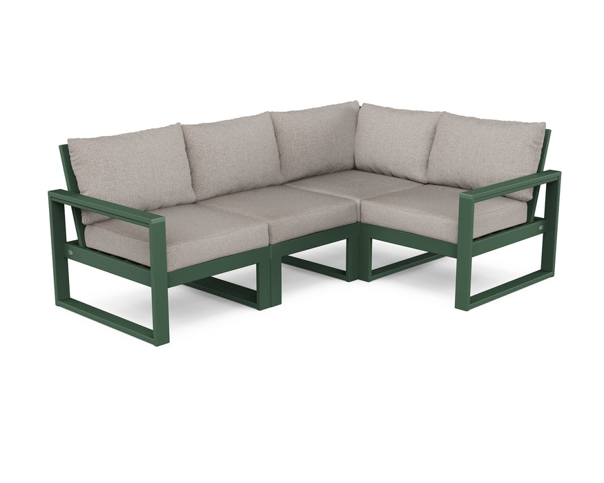 POLYWOOD EDGE 4-Piece Modular Deep Seating Set in Green with Weathered Tweed fabric