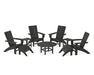 POLYWOOD Modern Curveback Adirondack Chair 9-Piece Conversation Set in Black